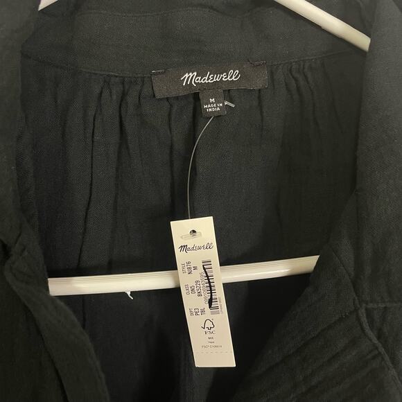 Madewell Lightspun Cover Up 3/4 Sleeve Mini Shirt Dress US Women's M New - Picture 7 of 8